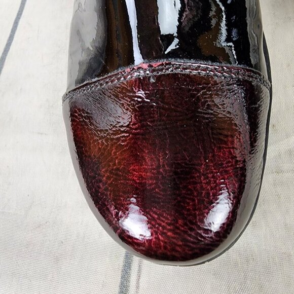 Rieker Patent Leather Derby Ankle Shoes Shoeties Two-Tone Black Burgundy Size 38 - Picture 8 of 16